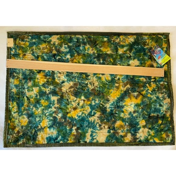 Marjan’s Fabric Art 29" x 20" Kluepfel Hillside Hand Dyed Green Yellow Handmade - Picture 2 of 9